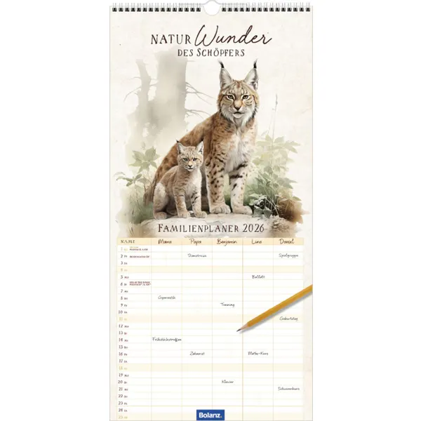 Produktbild des Artikels NaturWunder des Schöpfers 2026 - Familienplaner (Kalender - Spiralbindung)