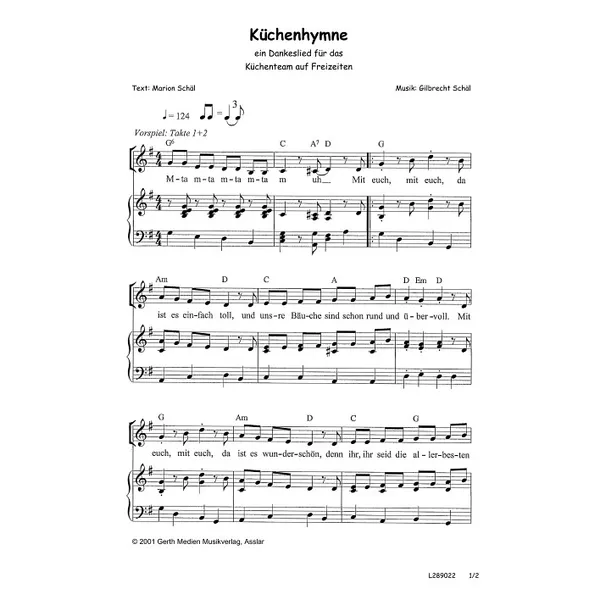 Produktbild des Artikels Küchenhymne (Noten - Download)