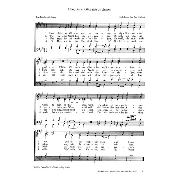 Produktbild des Artikels Herr, deiner Güte stets zu danken (Noten - Download)
