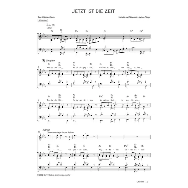 Produktbild des Artikels Jetzt ist die Zeit (Noten - Download)