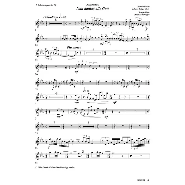 Produktbild des Artikels Nun danket alle Gott - Choralfantasie (2. Solotrompete in C) (Noten - Download)