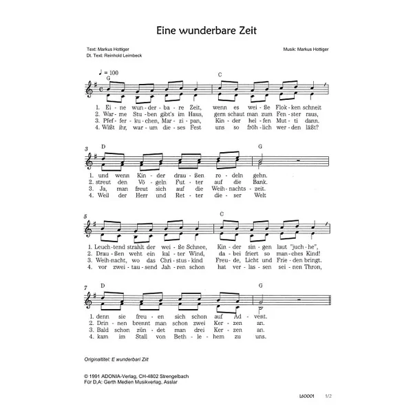 Produktbild des Artikels Eine wunderbare Zeit (Noten - Download)