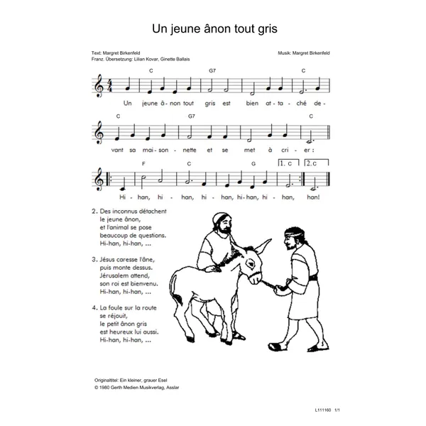 Produktbild des Artikels Un jeune ânon tout gris (Noten - Download)