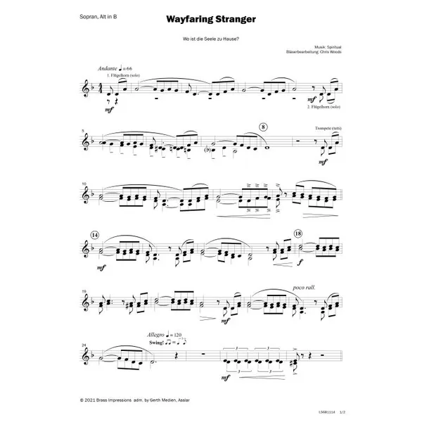 Produktbild des Artikels Wayfaring Stranger (Noten - Download)