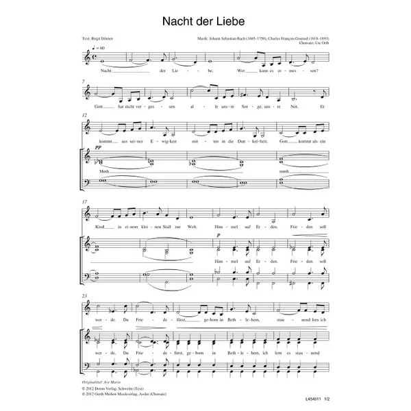 Produktbild des Artikels Nacht der Liebe (Noten - Download)