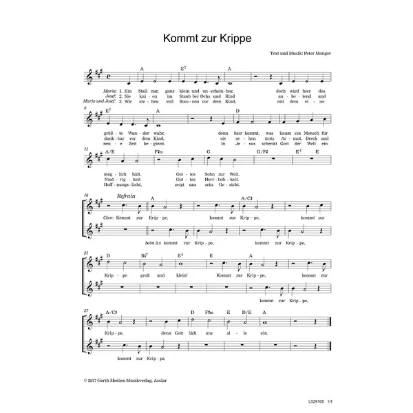 Produktbild des Artikels Kommt zur Krippe (Noten - Download)