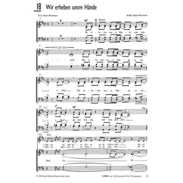 Produktbild des Artikels Wir erheben unsre Hände (Noten - Download)
