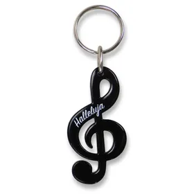 Produktbild des Artikels Schlüsselanhänger Notenschlüssel "Halleluja" - schwarz ()