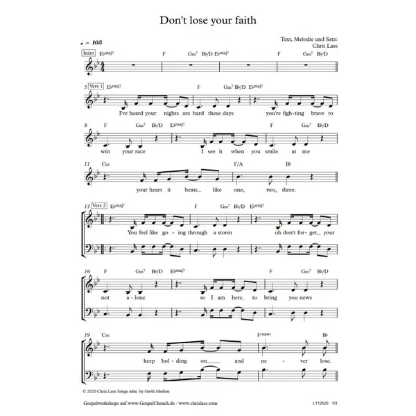Produktbild des Artikels Don't Lose Your Faith (Noten - Download)