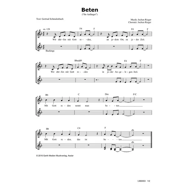 Produktbild des Artikels Beten (Noten - Download)