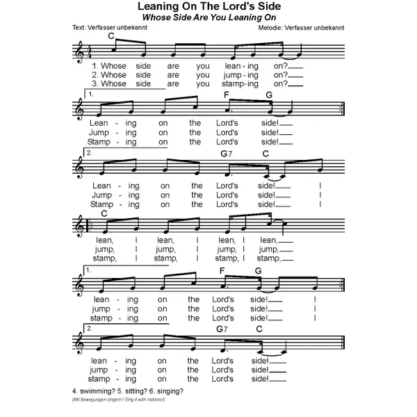 Produktbild des Artikels Leaning On The Lord's Side (Noten - Download)
