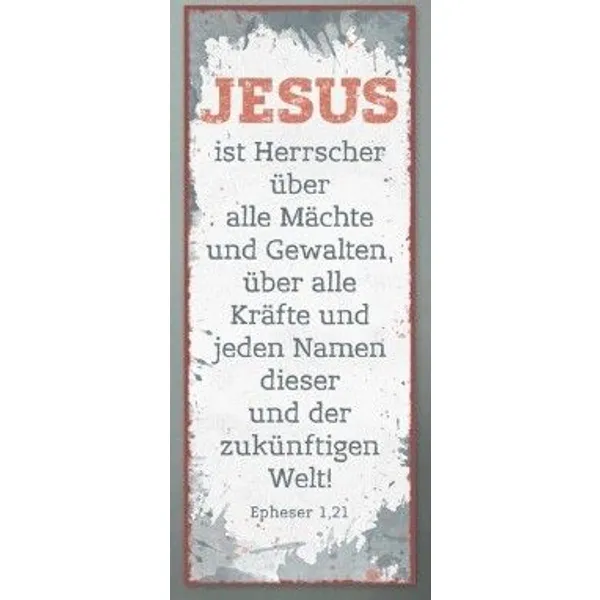 Produktbild des Artikels Metallschild lang - Jesus ist Herrscher ()