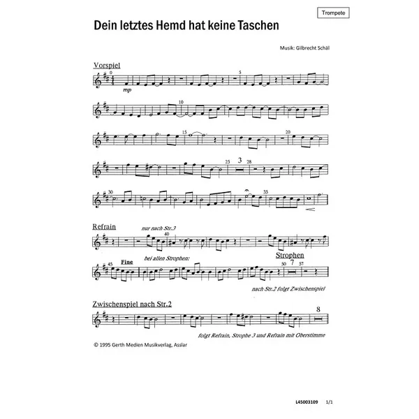 Produktbild des Artikels Dein letztes Hemd hat keine Taschen (Trompete) (Noten - Download)