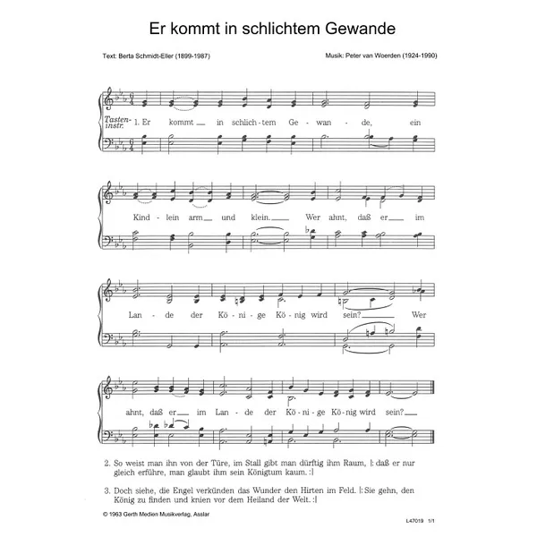 Produktbild des Artikels Er kommt in schlichtem Gewande (Noten - Download)