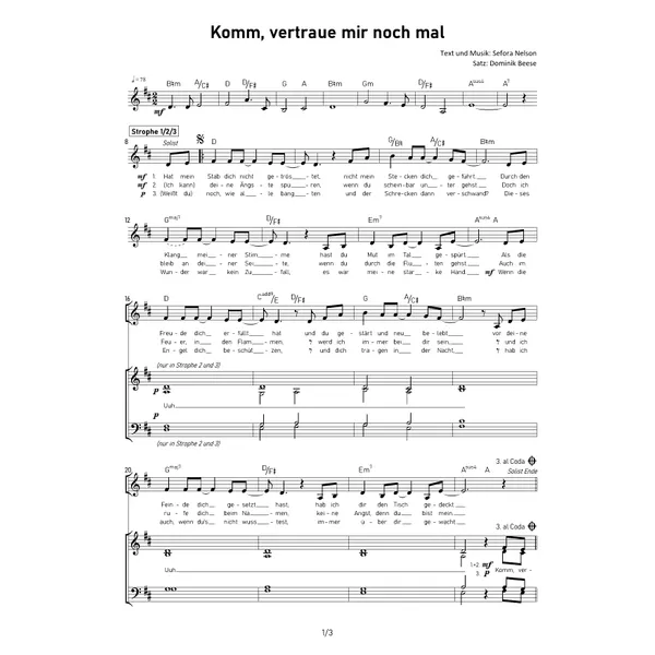 Produktbild des Artikels Komm vertraue mir noch mal (Noten - Download)
