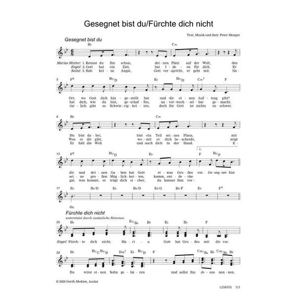 Produktbild des Artikels Gesegnet bist du / Fürchte dich nicht (Noten - Download)