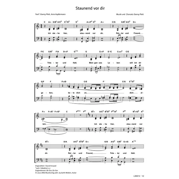 Produktbild des Artikels Staunend vor dir (Noten - Download)