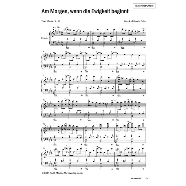 Produktbild des Artikels Am Morgen, wenn die Ewigkeit beginnt (Klavier) (Noten - Download)