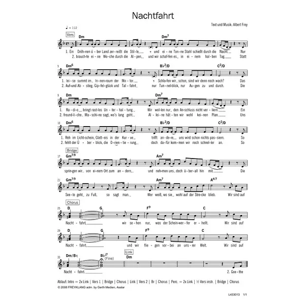 Produktbild des Artikels Nachtfahrt (Noten - Download)