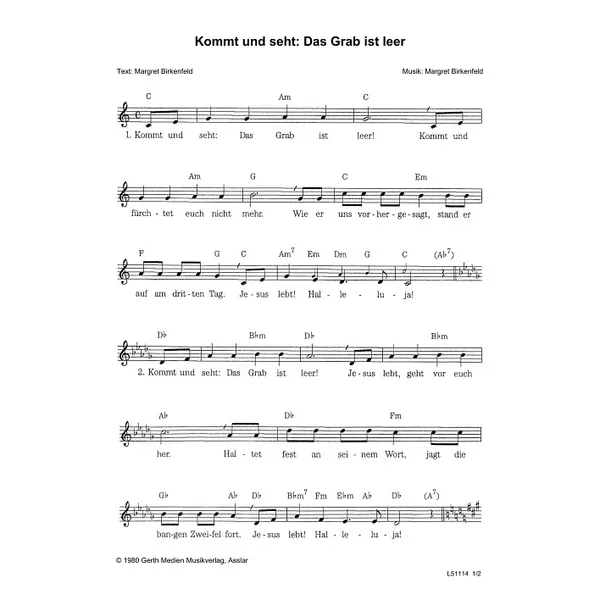 Produktbild des Artikels Kommt und seht: Das Grab ist leer (Noten - Download)