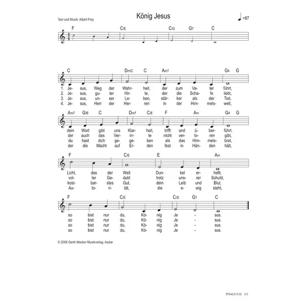 Produktbild des Artikels König Jesus (Noten - Download)