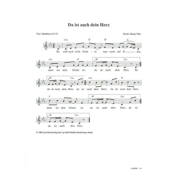 Produktbild des Artikels Da ist auch dein Herz (Noten - Download)