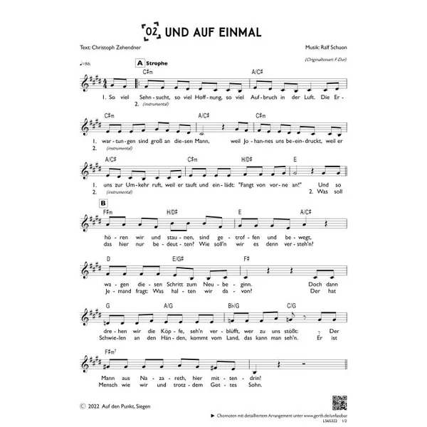 Produktbild des Artikels Und auf einmal (einstimmig) (Noten - Download)