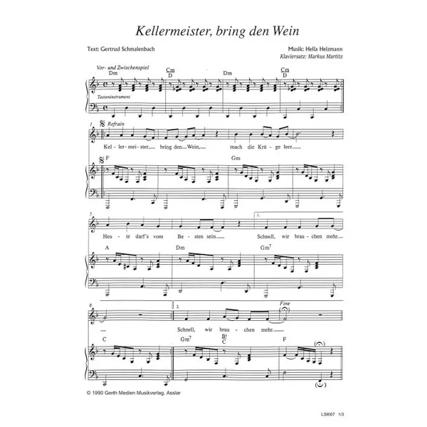 Produktbild des Artikels Kellermeister, bring den Wein (Noten - Download)