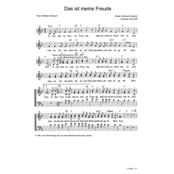 Produktbild des Artikels Das ist meine Freude (Noten - Download)