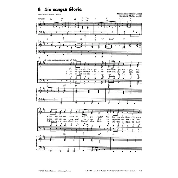 Produktbild des Artikels Sie sangen Gloria (Noten - Download)