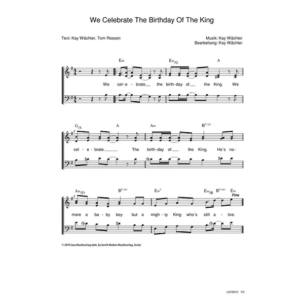 Produktbild des Artikels We Celebrate The Birthday Of The King (Noten - Download)