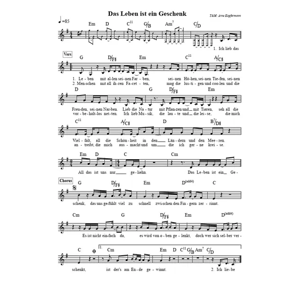 Produktbild des Artikels Das Leben ist ein Geschenk (Noten - Download)