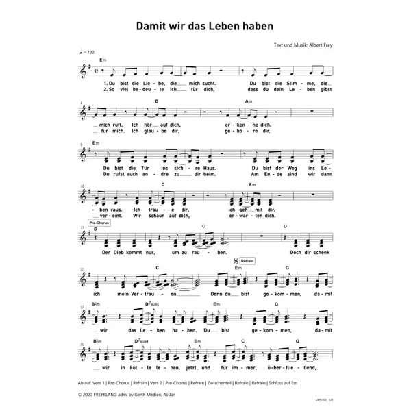 Produktbild des Artikels Damit wir das Leben haben (Noten - Download)
