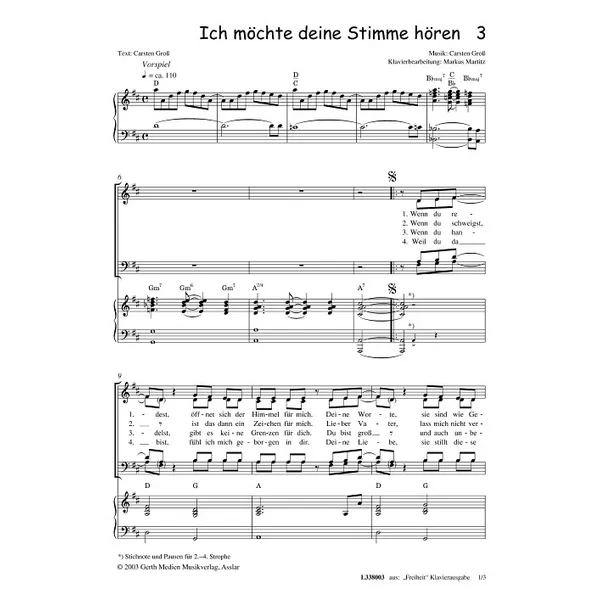 Produktbild des Artikels Ich möchte deine Stimme hören (Noten - Download)