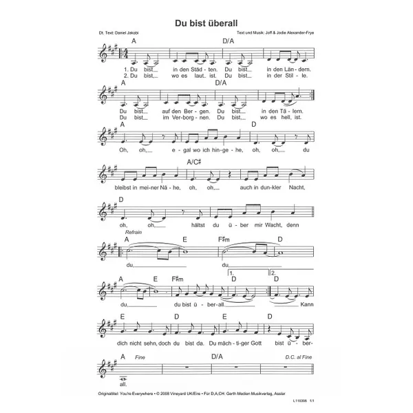 Produktbild des Artikels Du bist überall (Noten - Download)