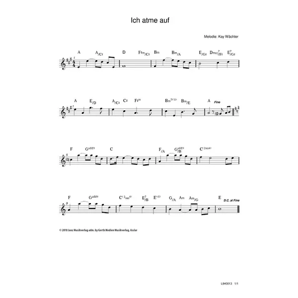 Produktbild des Artikels Ich atme auf (Noten - Download)