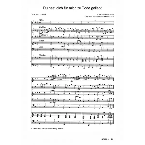 Produktbild des Artikels Du hast dich für mich zu Tode geliebt (Noten - Download)