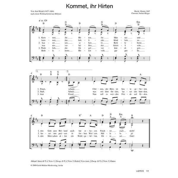 Produktbild des Artikels Kommet ihr Hirten (Noten - Download)