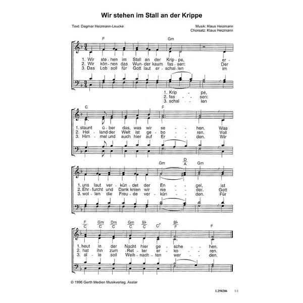 Produktbild des Artikels Wir stehen im Stall an der Krippe (Noten - Download)