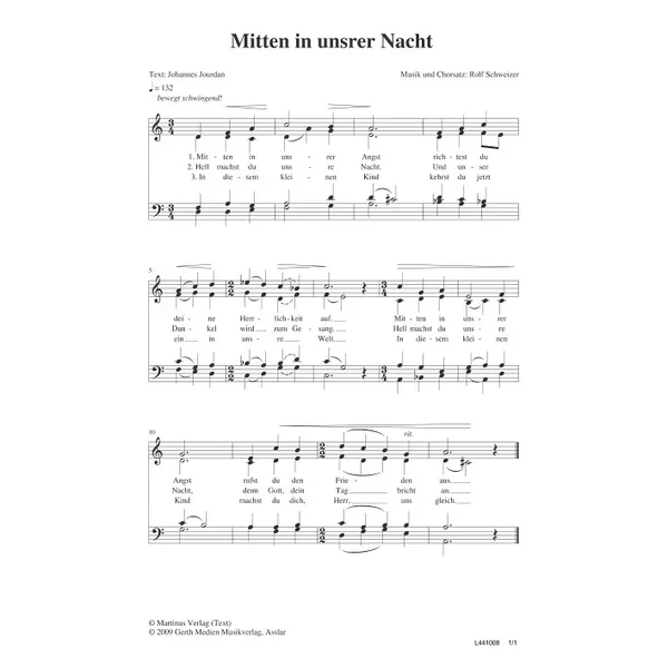 Produktbild des Artikels Mitten in unsrer Nacht (Noten - Download)