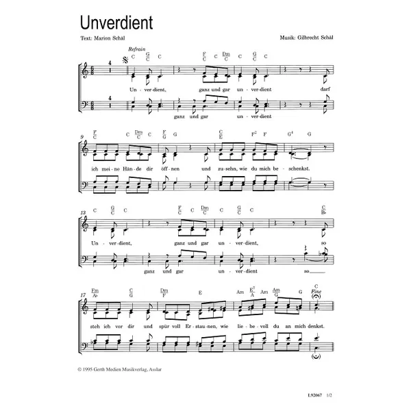 Produktbild des Artikels Unverdient (Noten - Download)