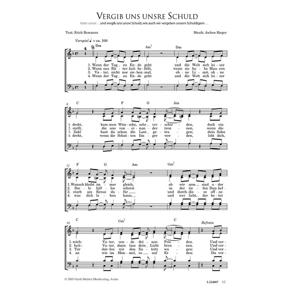 Produktbild des Artikels Vergib uns unsre Schuld (Noten - Download)