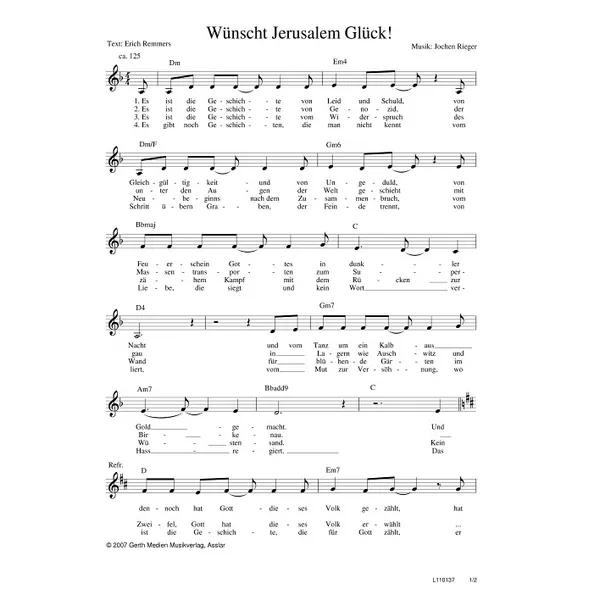 Produktbild des Artikels Wünscht Jerusalem Glück! (Noten - Download)
