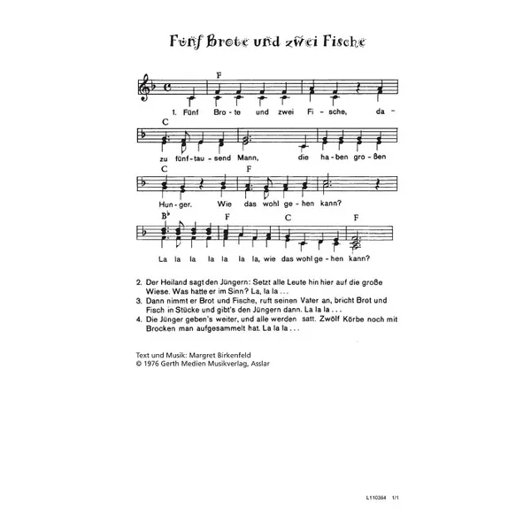 Produktbild des Artikels Fünf Brote und zwei Fische (Noten - Download)