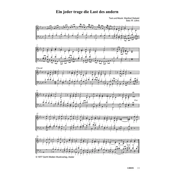 Produktbild des Artikels Ein jeder trage die Last des andern (Noten - Download)