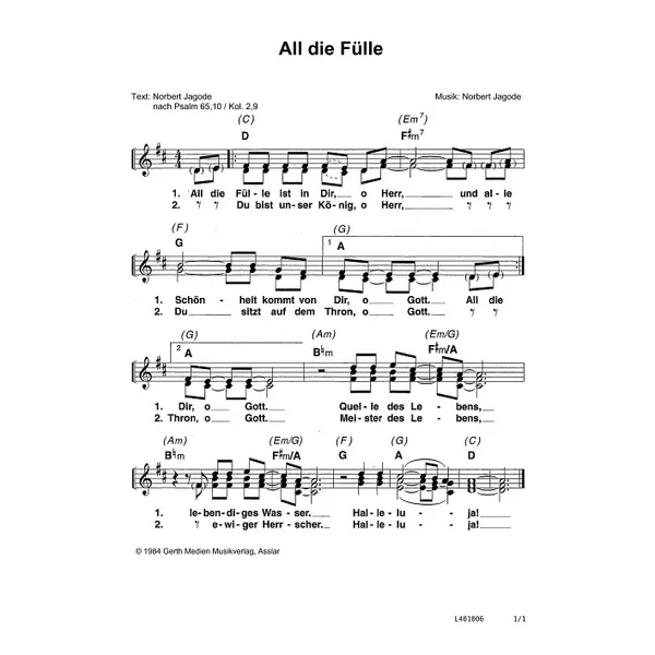 Produktbild des Artikels All die Fülle ist in dir (Noten - Download)