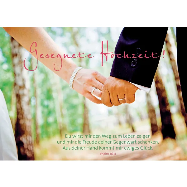 Produktbild des Artikels Faltkarte "Gesegnete Hochzeit! Du wirst mir den Weg zum Leben zeigen" - 5 Stück (Schreibwaren)