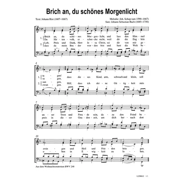 Produktbild des Artikels Brich an, du schönes Morgenlicht (Noten - Download)