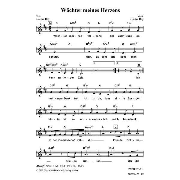 Produktbild des Artikels Wächter meines Herzens (Noten - Download)