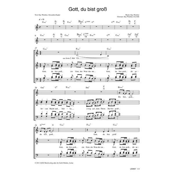 Produktbild des Artikels Gott, du bist groß (Noten - Download)